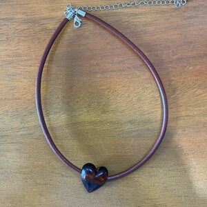 FREE PEOPLE Brown Heart Pendant Necklace